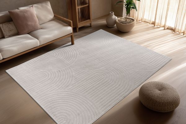 Teppich Höhe 11 mm moderner Kurzflorteppich rechteckig Silber Wohnzimmer 4 Größen