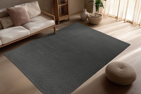 Teppich Höhe 11 mm moderner Kurzflorteppich rechteckig Grau Wohnzimmer 4 Größen