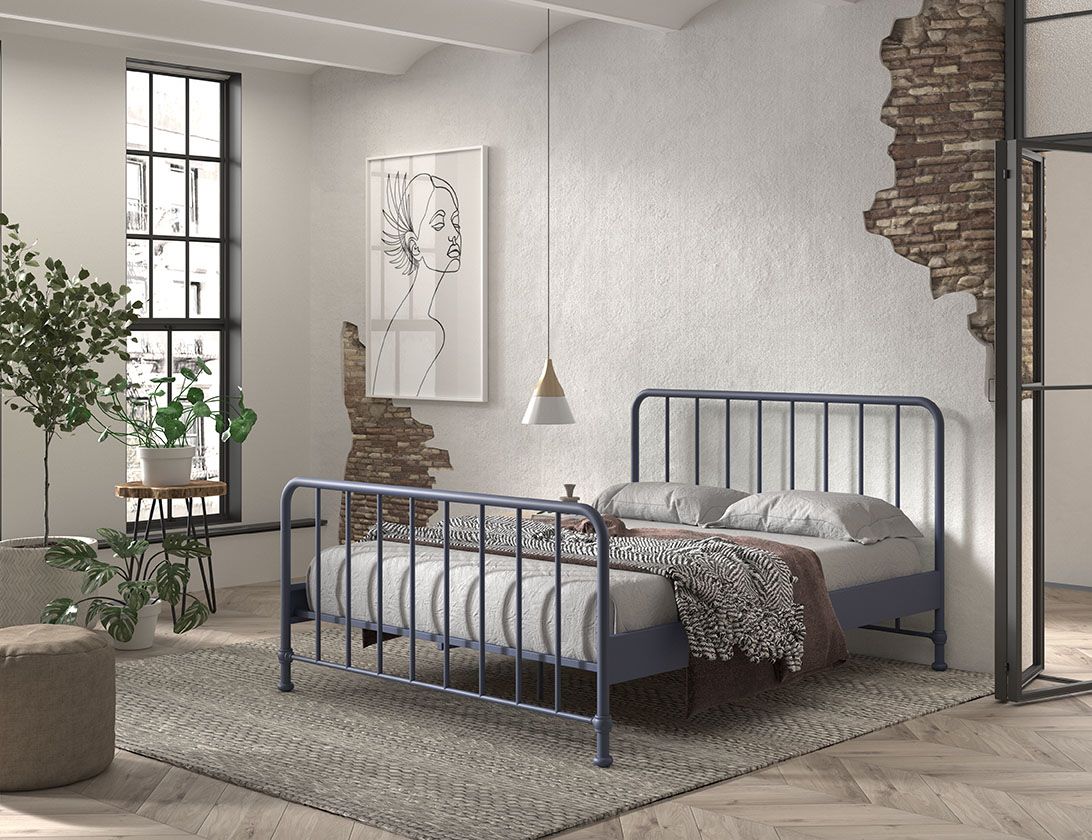 Metallbett 160x200 Bett Jugendbett Gästebett Kinderbett Lattenrost Blau