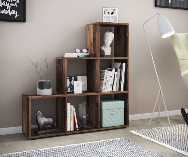 Treppenregal Regal Stufenregal Raumteiler Standregal Bücherregal 6 Fächer Möbel