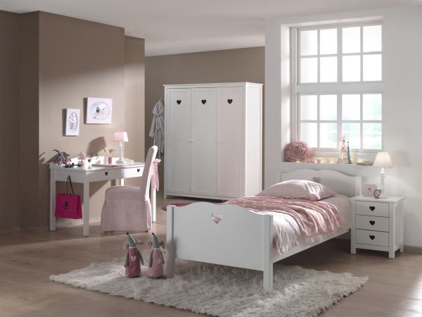 Vipack: Kinderzimmer "AMORI" - Einzelbett, Schrank, Schreibtisch, Nachtkonsole