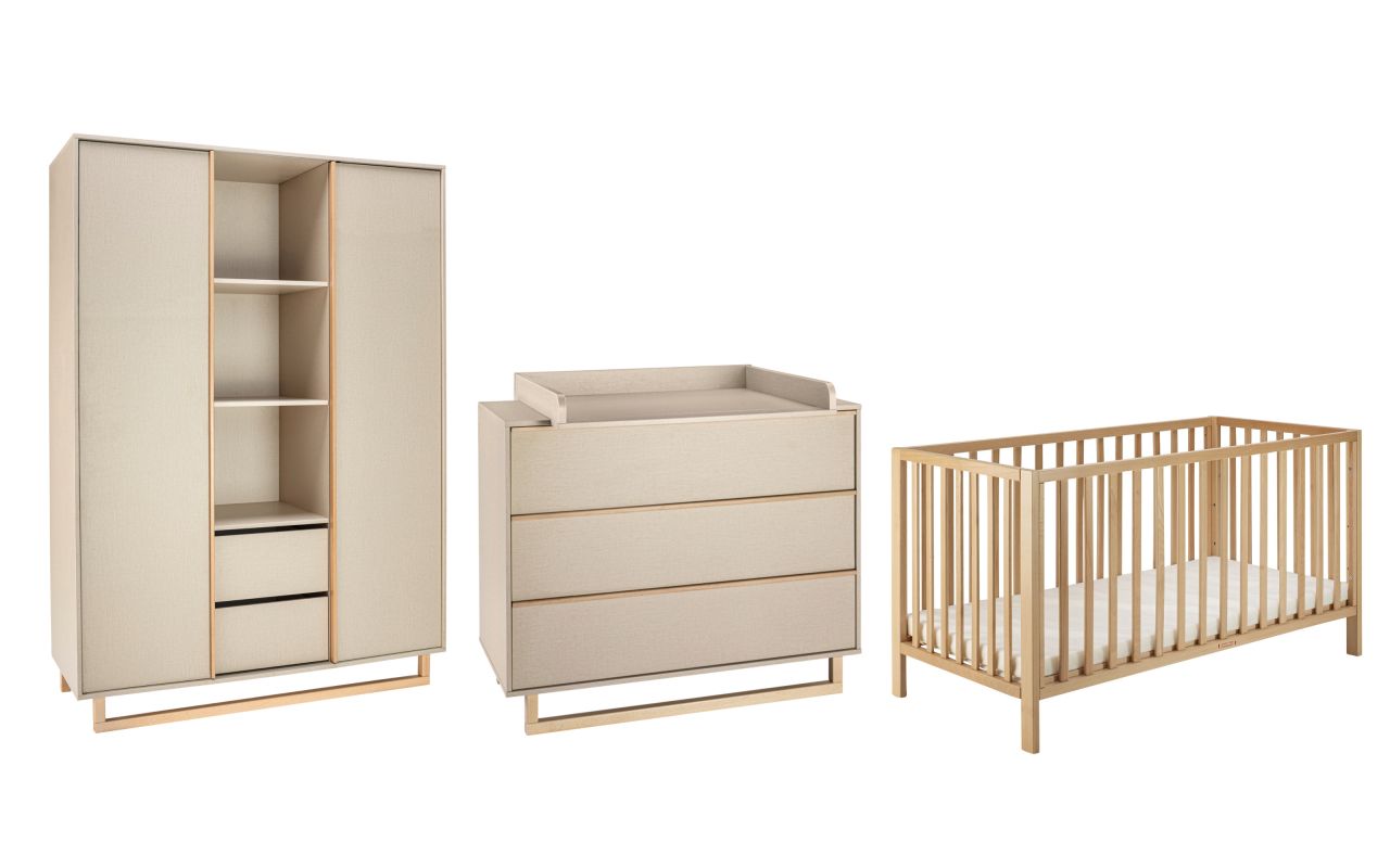 Set Kinderbett 70x140 Wickelkommode Schiebetürenschrank Babyzimmer Kinderzimmer