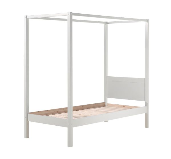 Vipack: Himmelbett "PINO" 90x200 inkl. Lattenrost - Kinderbett Jugendbett - Weiß