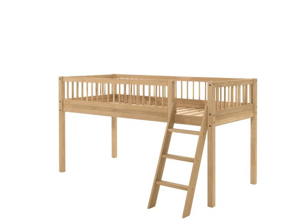 Halbhohes Bett Kinderbett 90x200 Kindermöbel Lattenrost Spielbett Eiche massiv geölt
