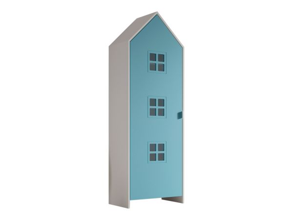 Schrank 1-türig "CASAMI BRUGES" Jugendschrank Wäscheschrank Skandi Weiß Blau