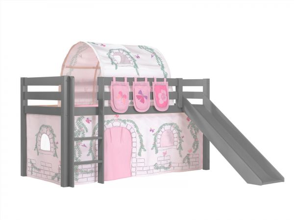Vipack:Spielbett Pino mit Rutsche+Textilset+Taschen+Tunnel -Jugend/Kinderbett
